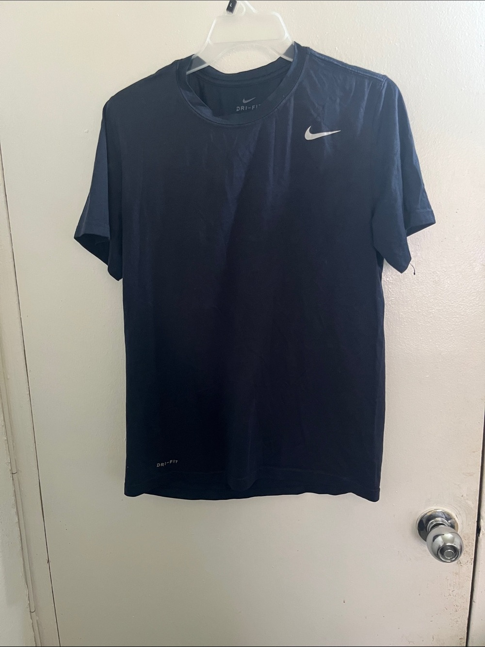 Nike Men’s Dri-FIT Short Sleeve Tee — Dark Navy with White Swoosh - Picture 1 of 6